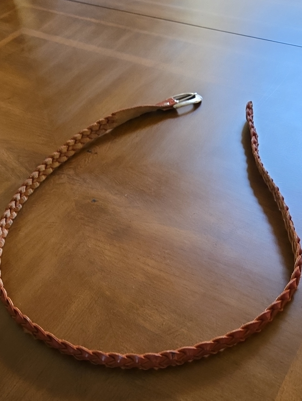 Braided Leather Women Belt - Chestnut Brown - Picture 2 of 6